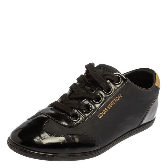 Louis Vuitton Black/Gold  Nylon And Leather Low Top Sneakers Size 36.5 - Picture 1 of 4